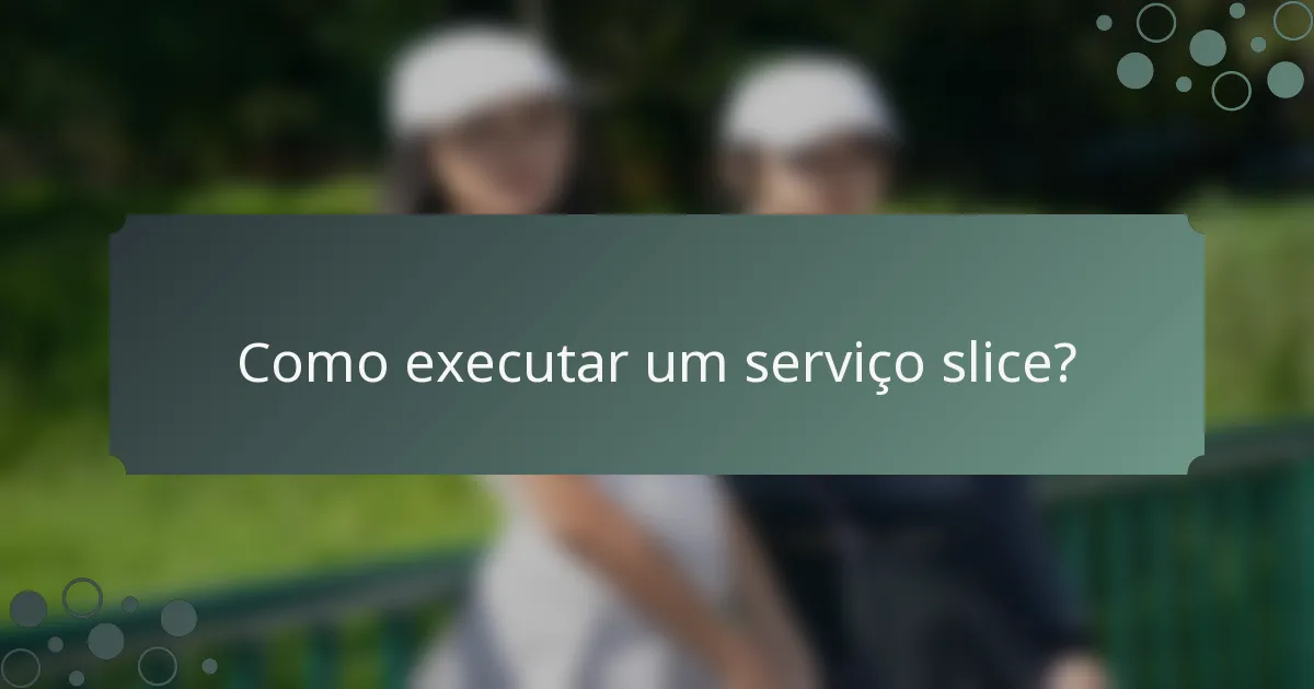 Como executar um serviço slice?