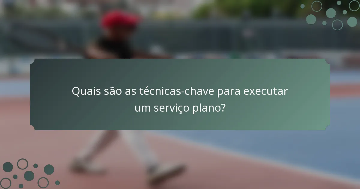 Quais são as técnicas-chave para executar um serviço plano?